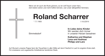 Traueranzeige von Roland Scharrer von Pegnitz-Zeitung